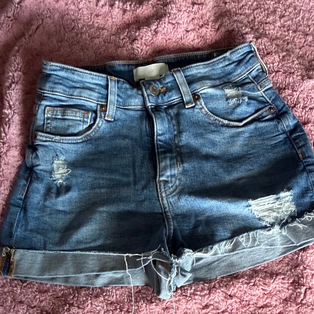 H&M Distressed Blue Jean Shorts